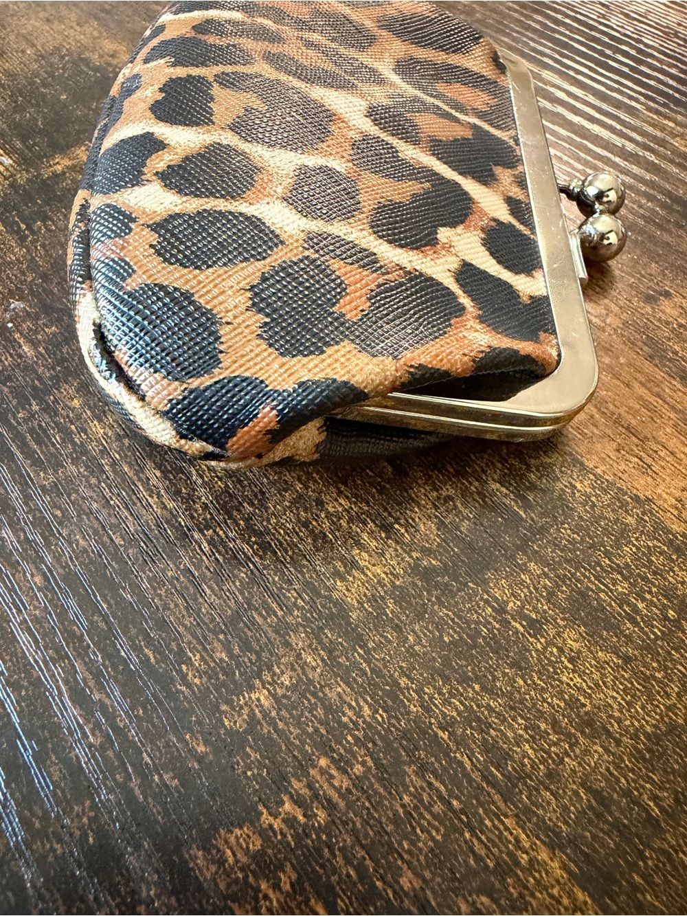COACH Leopard-Print Kiss-Lock Coin Purse - Brown & Black - Picture 7 of 12